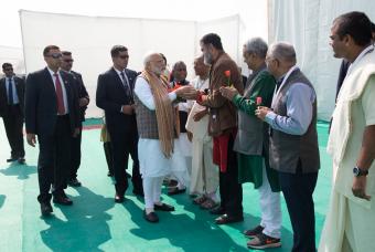 Shri Mohandas Pai, Indpendent Trustee, shares a warm moment with Shri Narendra Modi