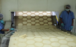 Roti preparation in Akshaya Patra Kitchen of Vrindavan